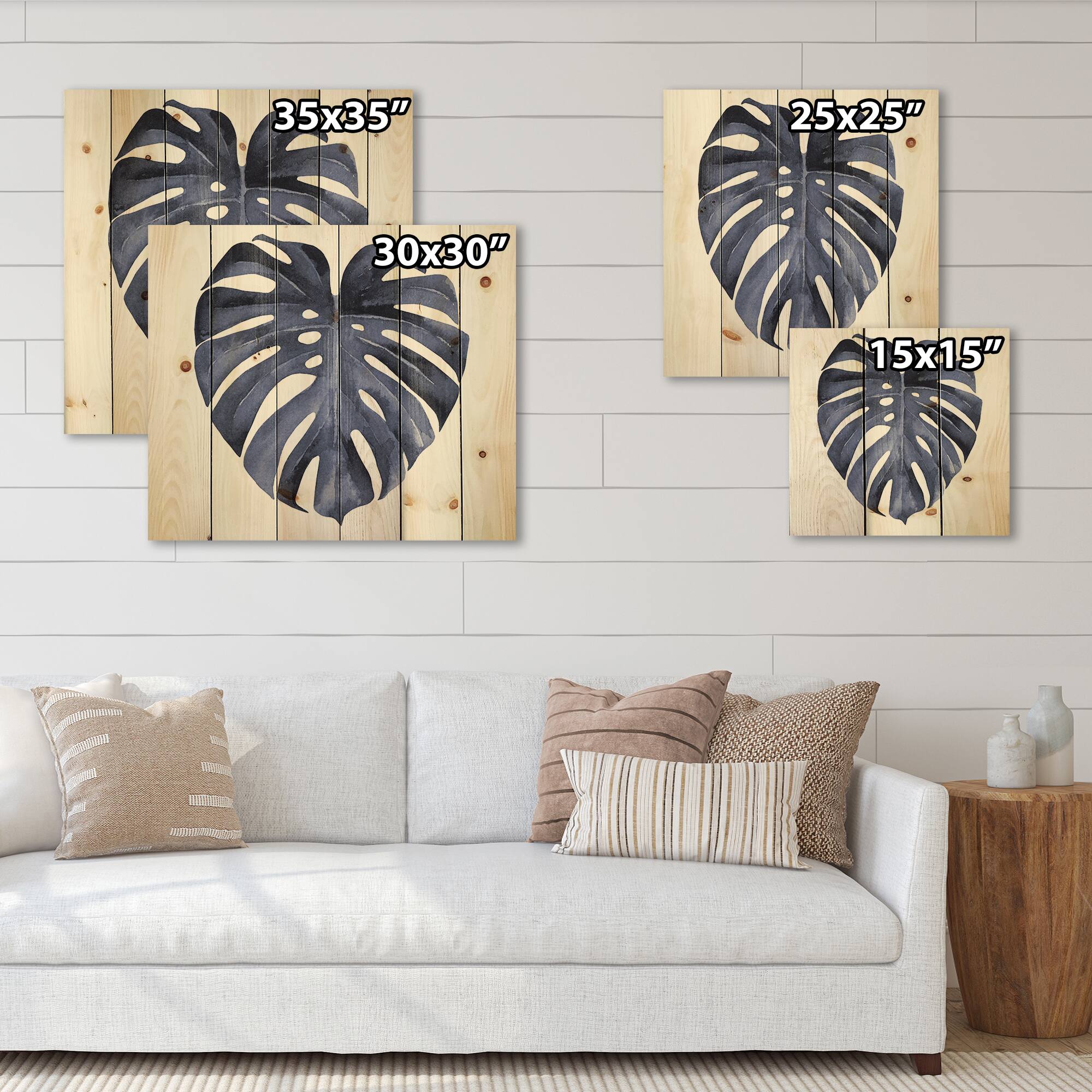 Designart - Tropical Blue Watercolour Leaves III